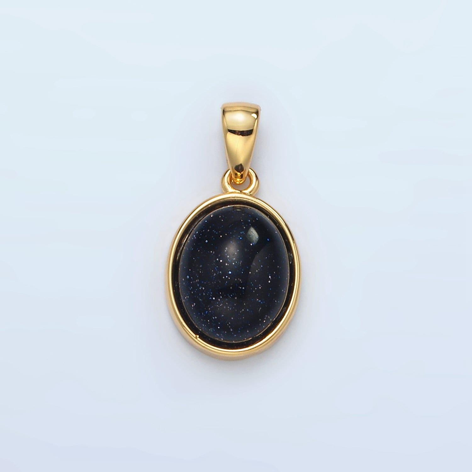 24k gold filled 14mm oval natural gemstone pendant | aa1395-aa1401