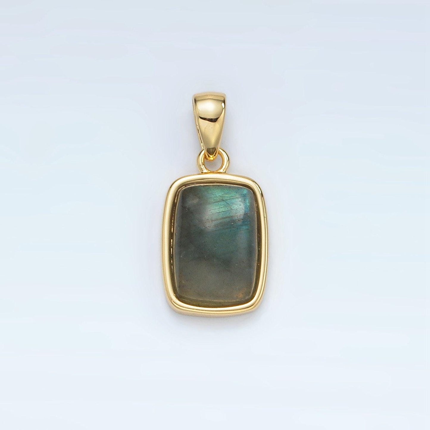 24k gold filled 14mm rectangle natural gemstones pendants | aa1402-aa1406