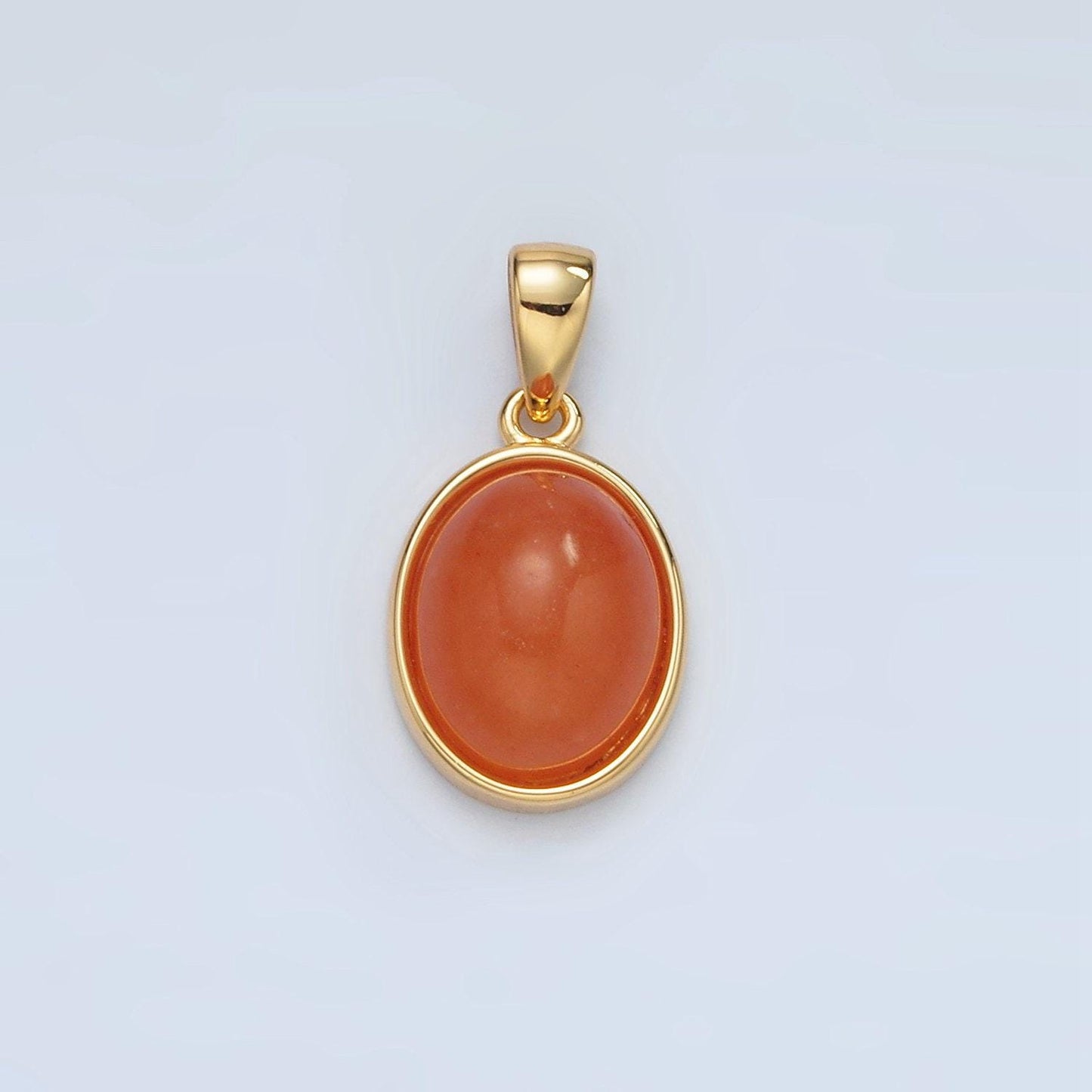 24k gold filled 14mm oval natural gemstone pendant | aa1395-aa1401