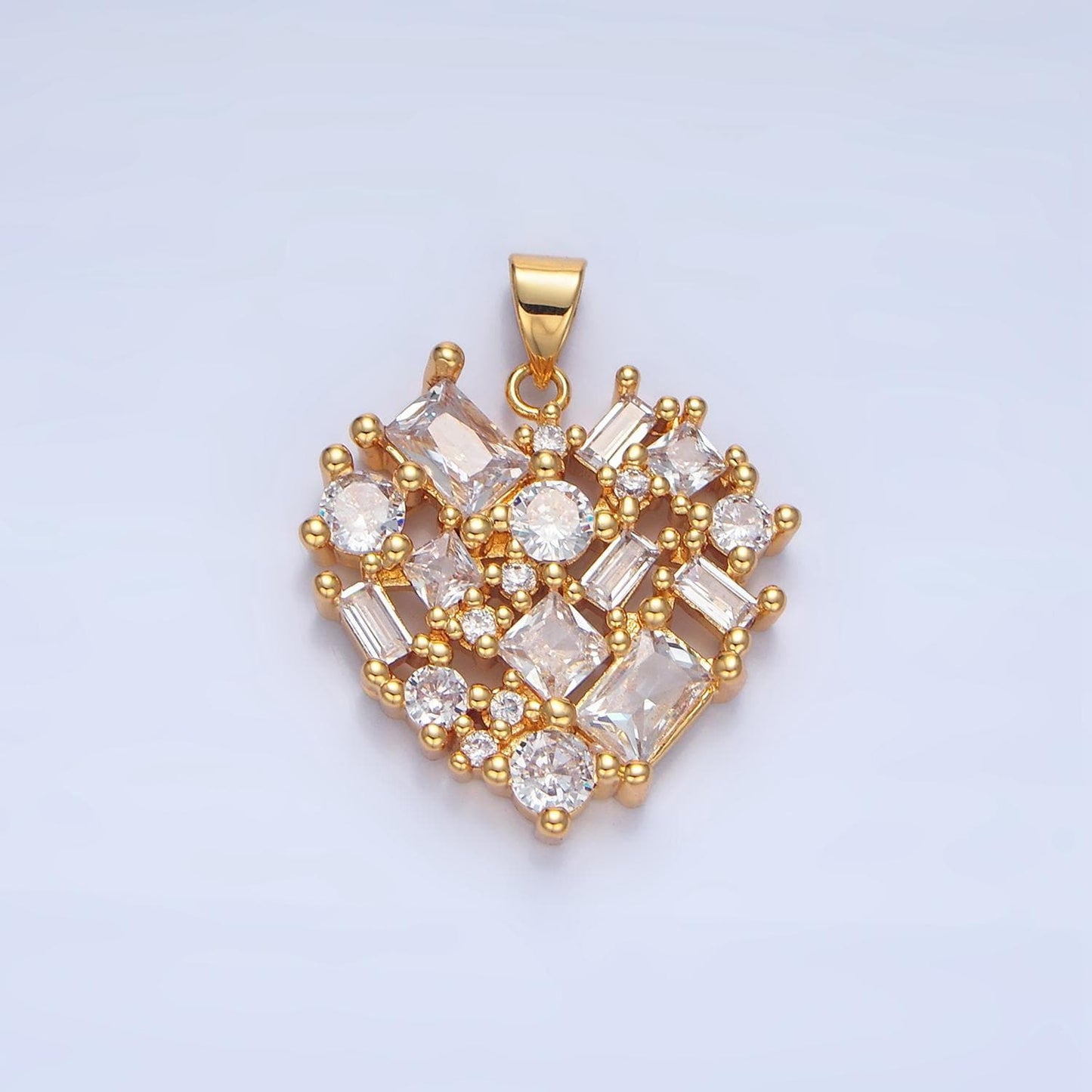 Open geometric clear cz 24k gold filled pendant | aa-139