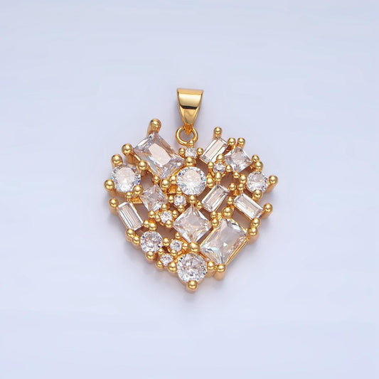 Open geometric clear cz 24k gold filled pendant | aa-139