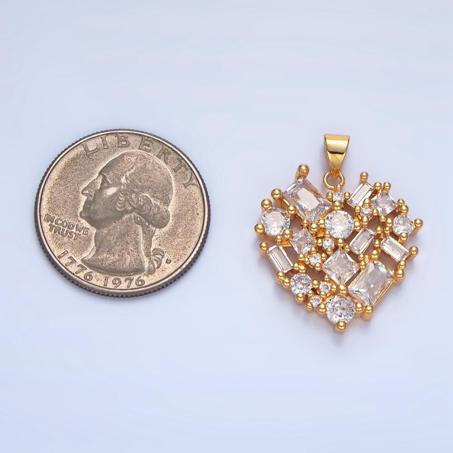 Open geometric clear cz 24k gold filled pendant | aa-139