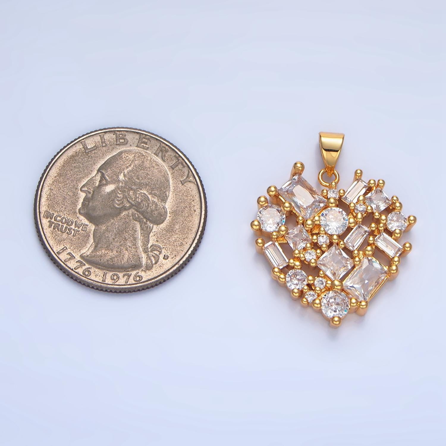Open geometric clear cz 24k gold filled pendant | aa-139