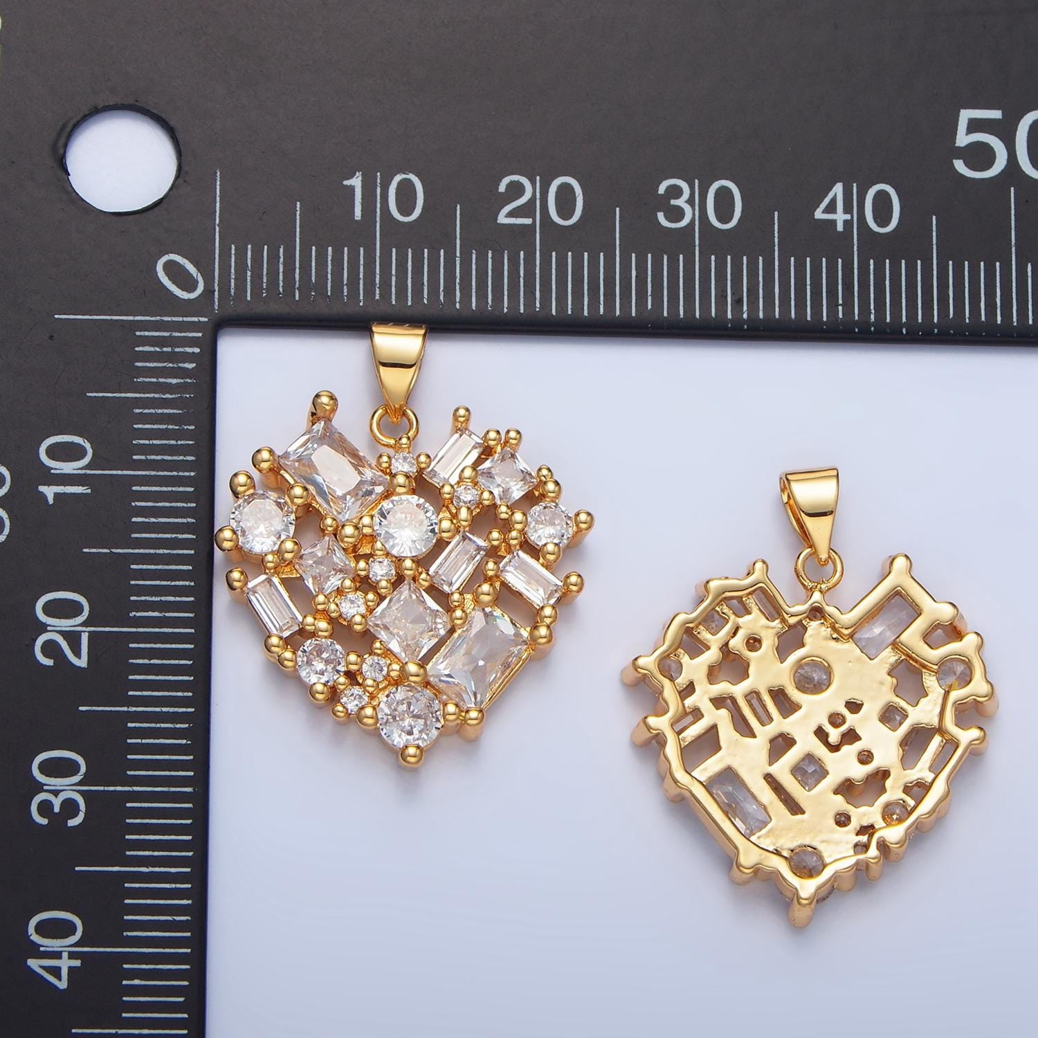 Open geometric clear cz 24k gold filled pendant | aa-139
