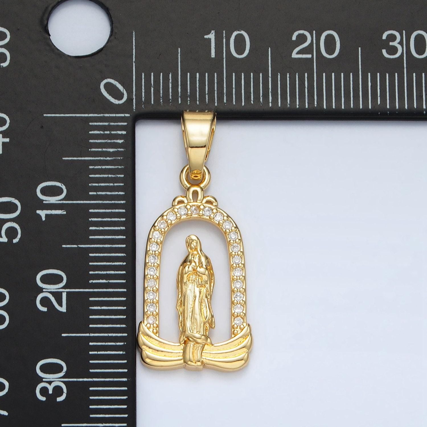 Small virgin mother mary miraculous medal gold fill oval pendant charm 9x8mm religious charm oval medallion healing prayer catholic charm