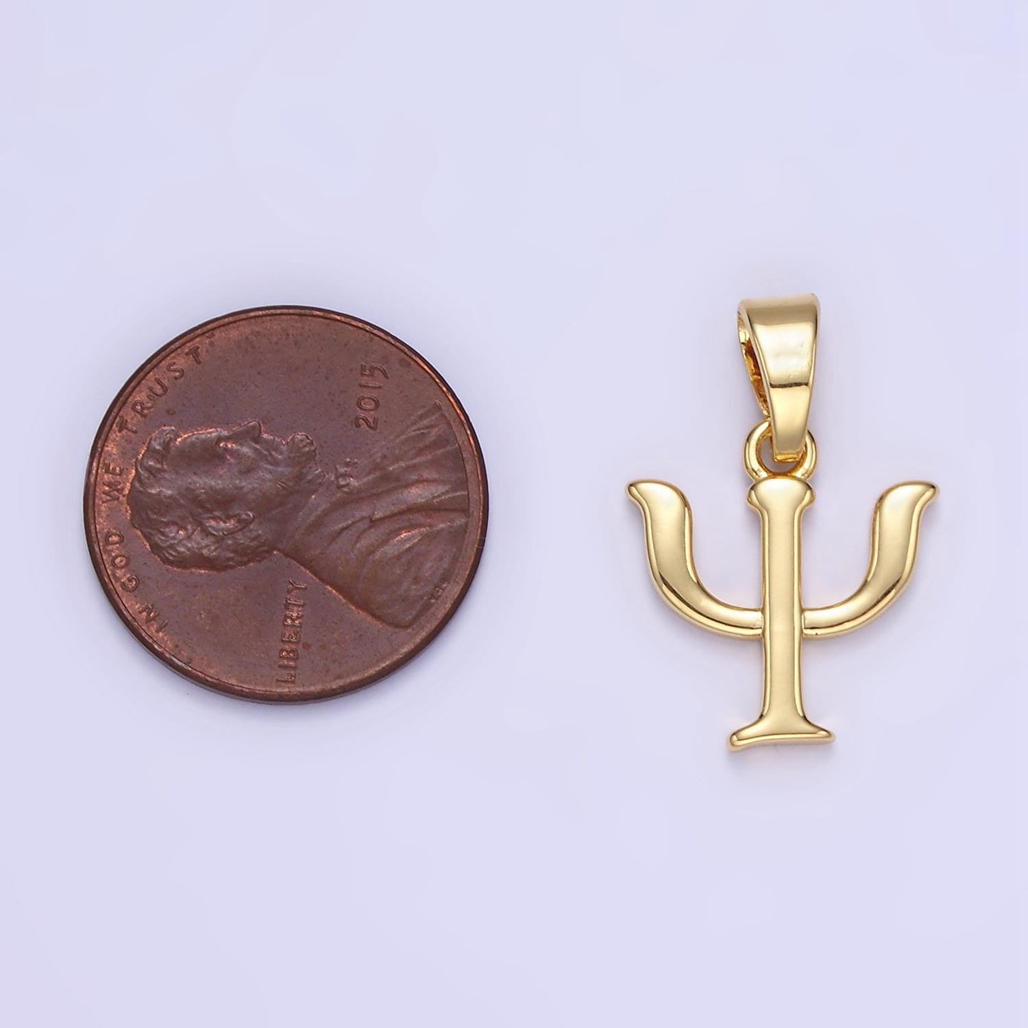 24k gold filled greek letter psi sorority fraternity charm for bracelet necklace component aa1351