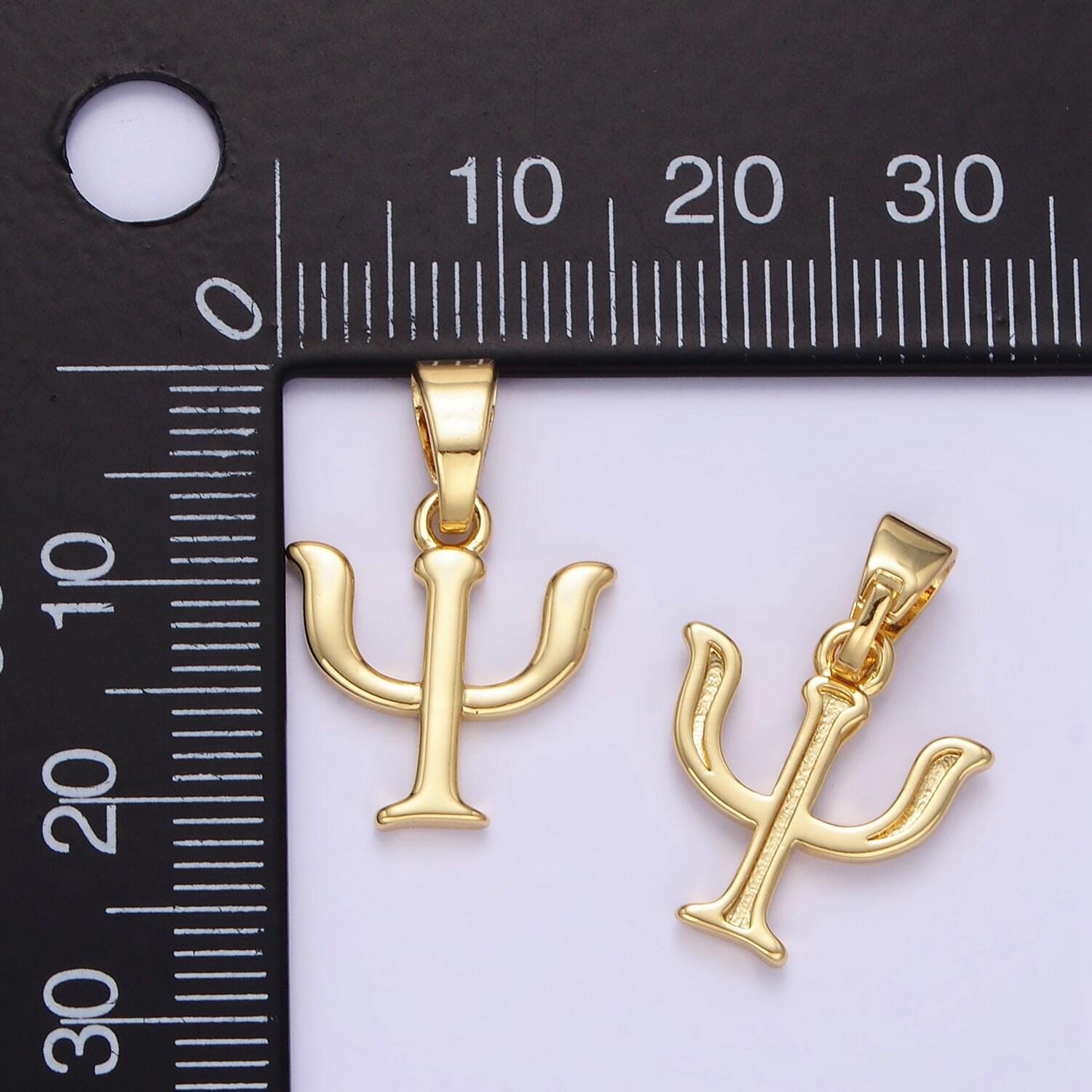 24k gold filled greek letter psi sorority fraternity charm for bracelet necklace component aa1351