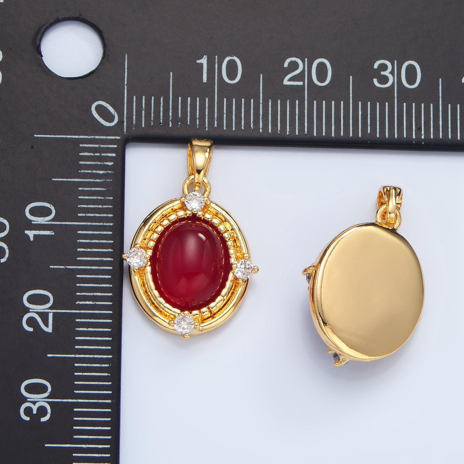 Blood royal frame cz 24k gold filled pendant | aa-135
