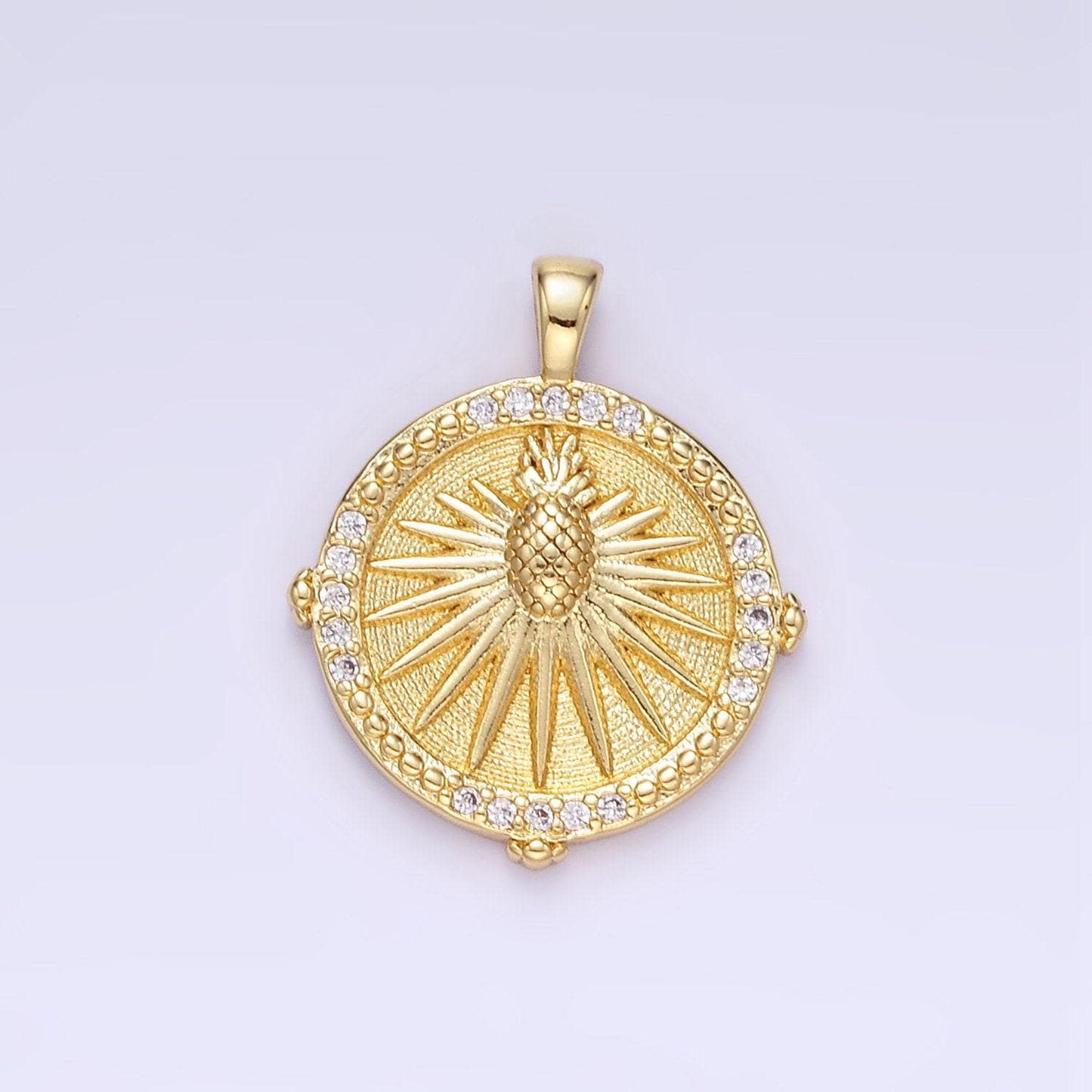 24k gold fille pineapple pendant charm dole fruit medallion pendant for diy jewelry aa1346