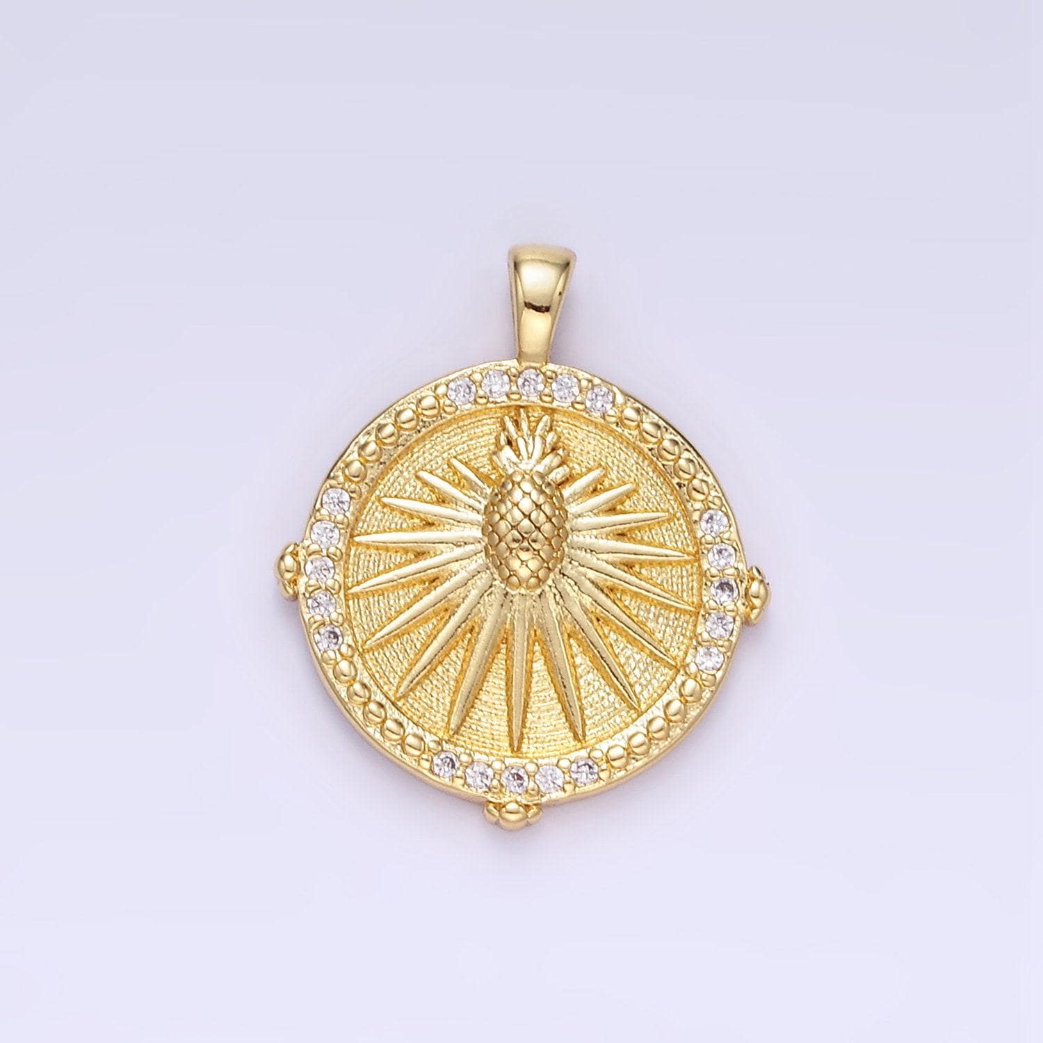 24k gold fille pineapple pendant charm dole fruit medallion pendant for diy jewelry aa1346