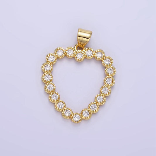 Gold micro pave heart charm link gold open heart pendant for necklace earring jewelry making aa1339