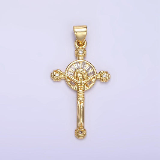 18k gold fill jesus cross crucifix christian, church, religion, diy necklace pendant charm findings for jewelry making aa1330