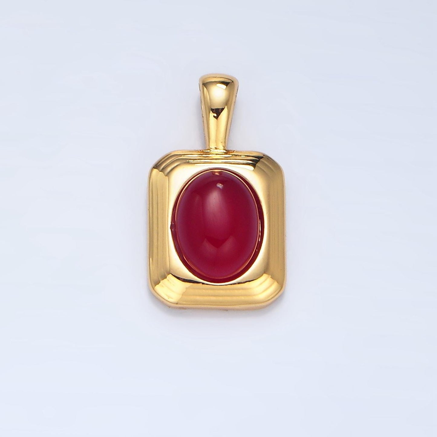 Mini tag charm with carnelian red oval stone for necklace pendant jewelry making supply aa-132
