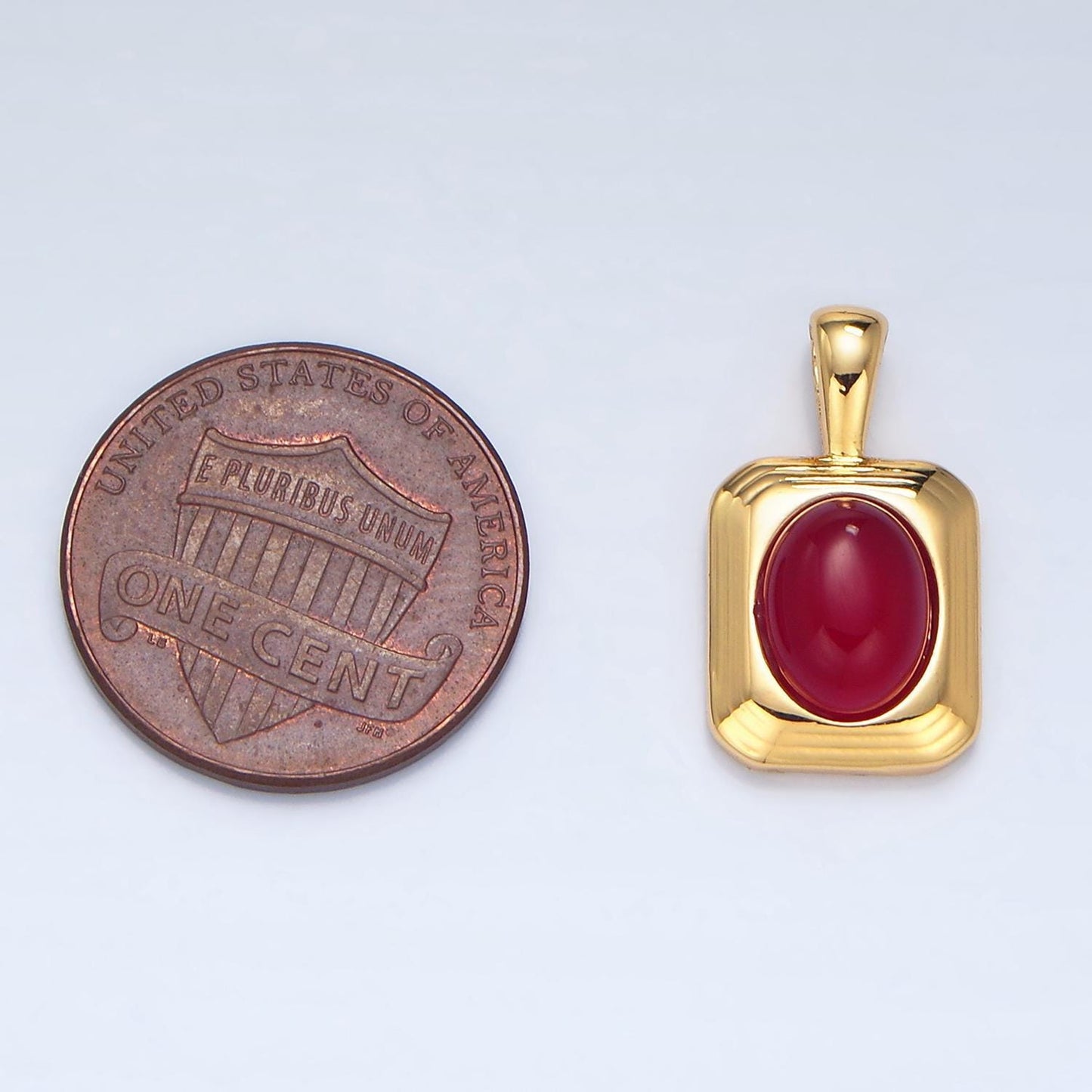 Mini tag charm with carnelian red oval stone for necklace pendant jewelry making supply aa-132