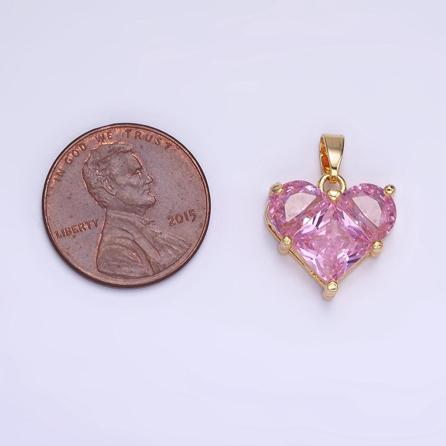 Dainty heart charm pink cz heart pendant for necklace bracelet earrings char 14k gold filled love jewelry aa1314