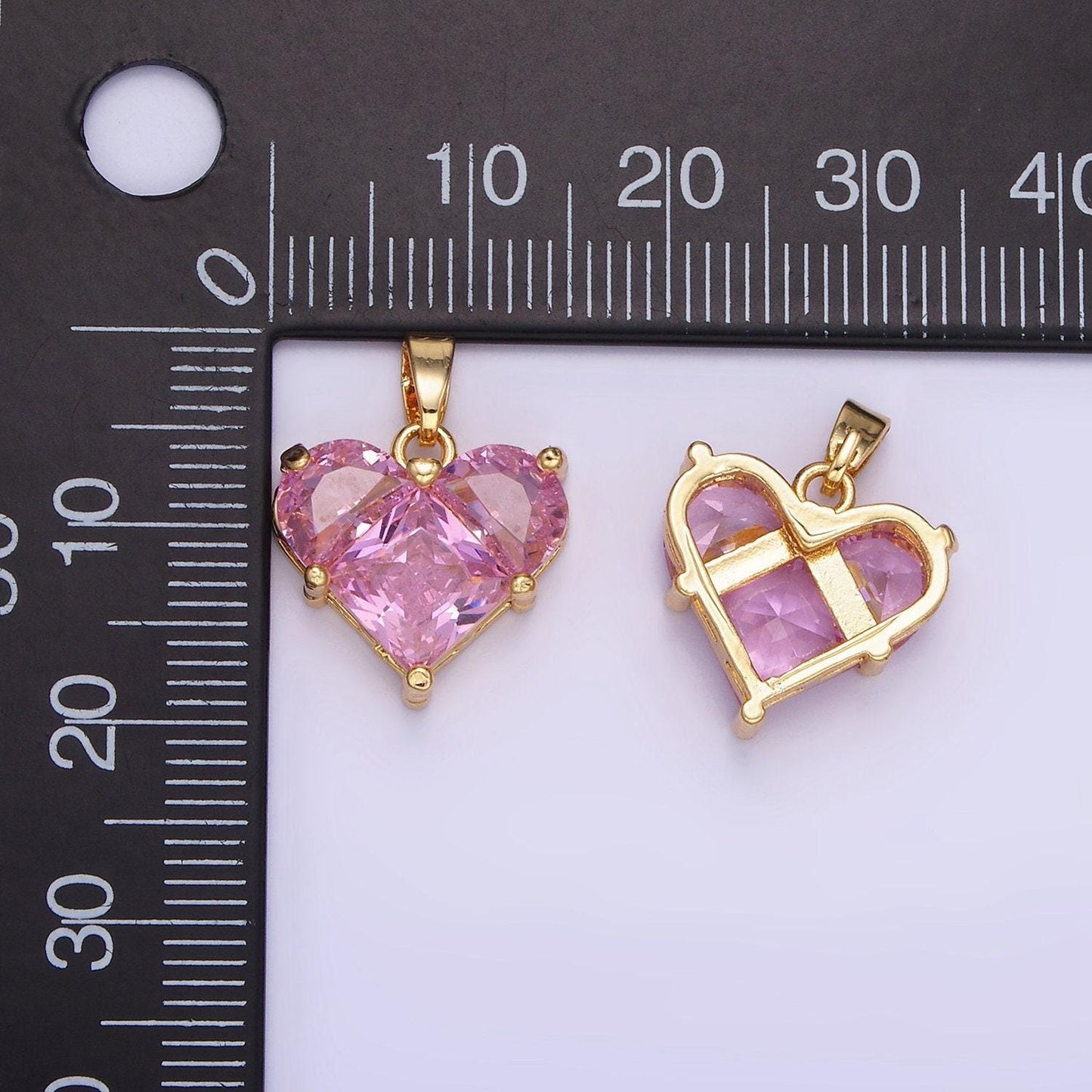 Dainty heart charm pink cz heart pendant for necklace bracelet earrings char 14k gold filled love jewelry aa1314