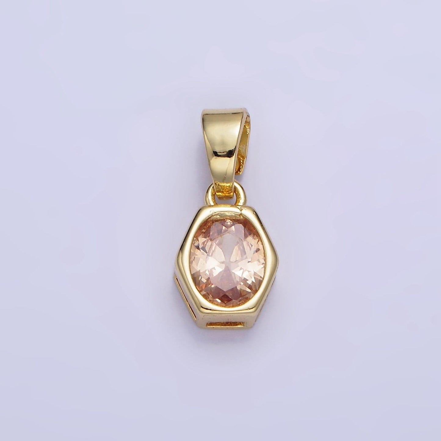Hexagonal birthstones 12mm gold pendants | aa1282-aa1295