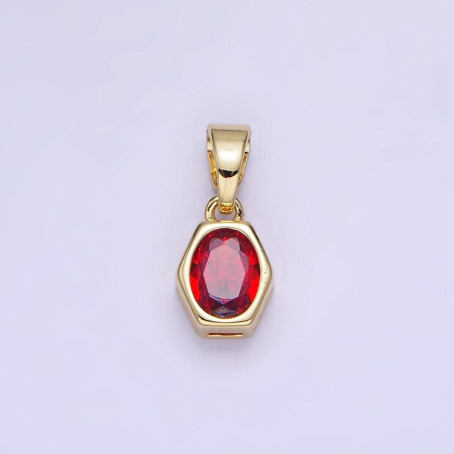 Hexagonal birthstones 12mm gold pendants | aa1282-aa1295