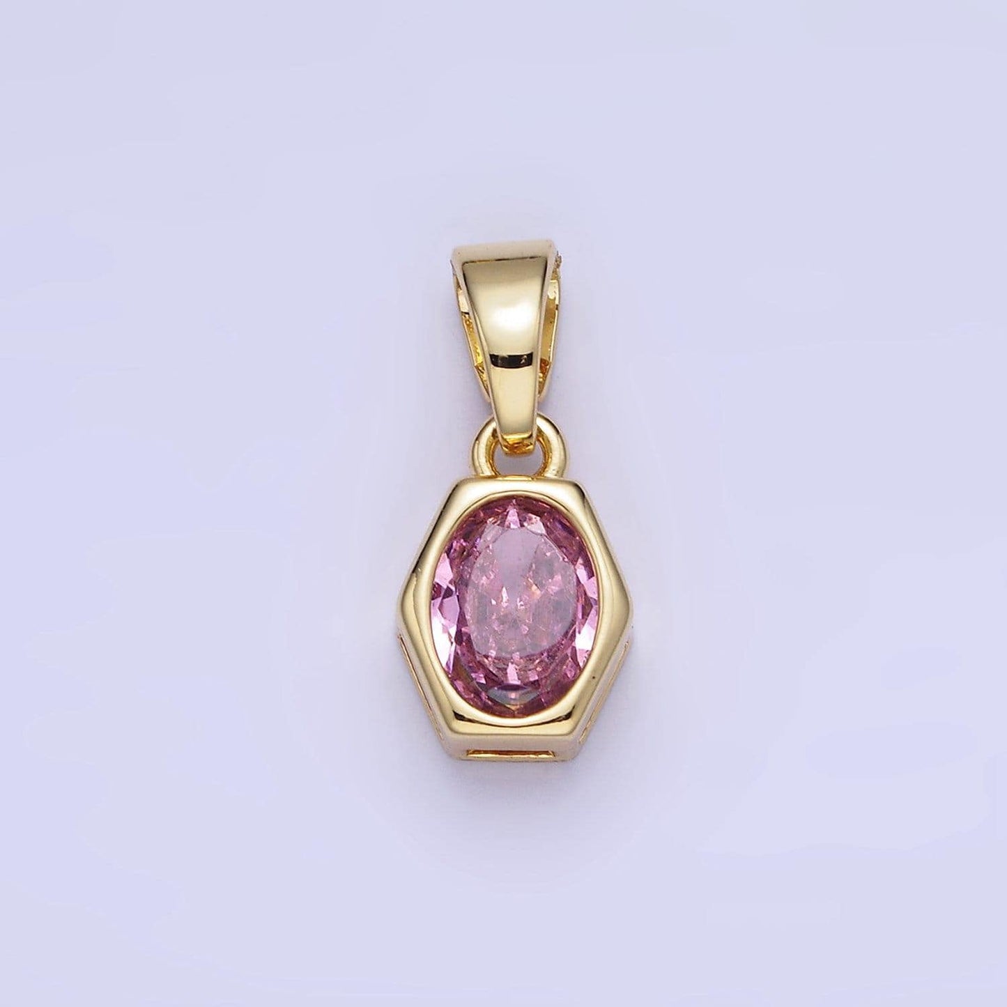 Hexagonal birthstones 12mm gold pendants | aa1282-aa1295