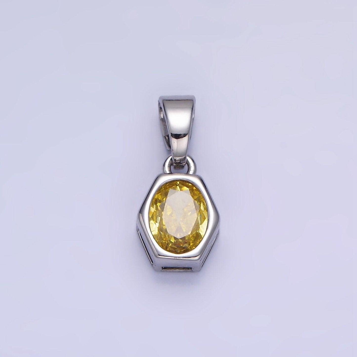 Hexagonal birthstones 12mm silver pendants | aa1282-aa1295