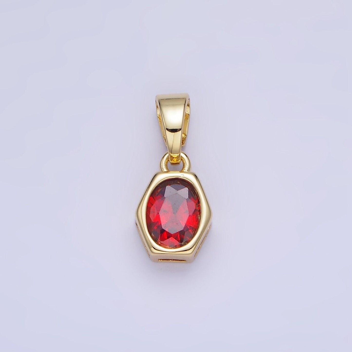 Hexagonal birthstones 12mm gold pendants | aa1282-aa1295