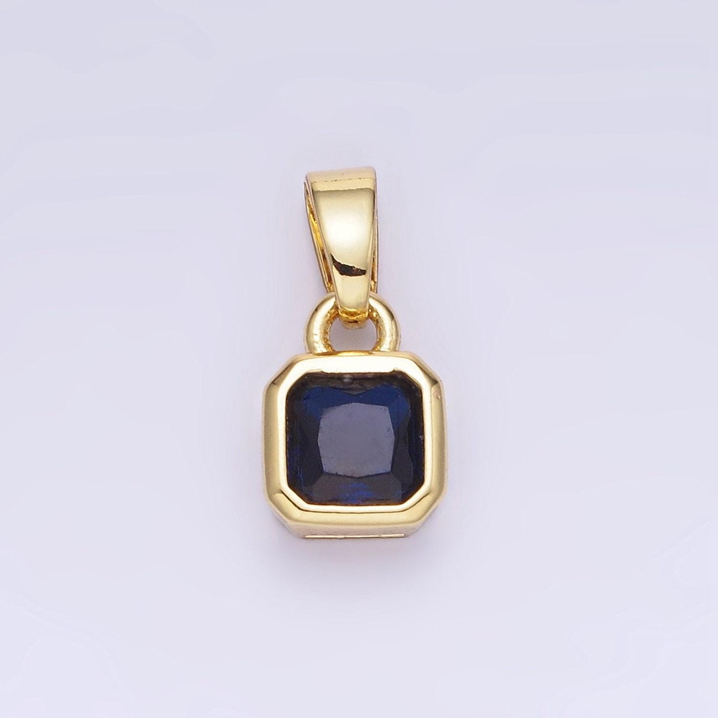 24k gold filled square multifaceted cubic zirconia stone personalized tag add-on charm birthstone charm earring bracelet supply | aa-1297