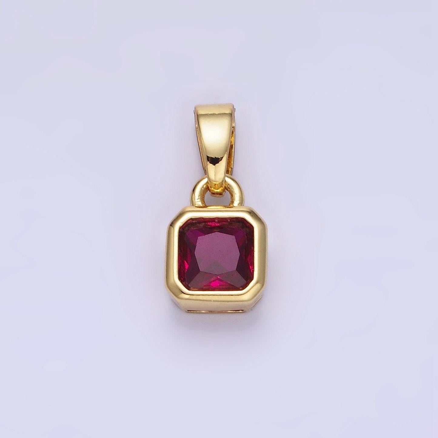 24k gold filled square multifaceted cubic zirconia stone personalized tag add-on charm birthstone charm earring bracelet supply | aa-1297