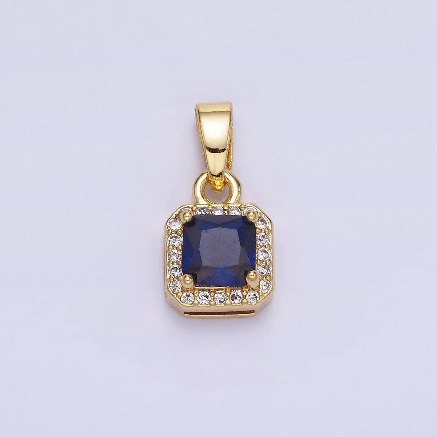 24k gold filled square multifaceted cubic zirconia stone personalized tag add-on charm birthstone charm earring bracelet supply | aa-1297