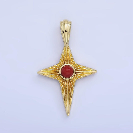 14k gold filled carnelian celestial sunburst star pendant | aa-1247