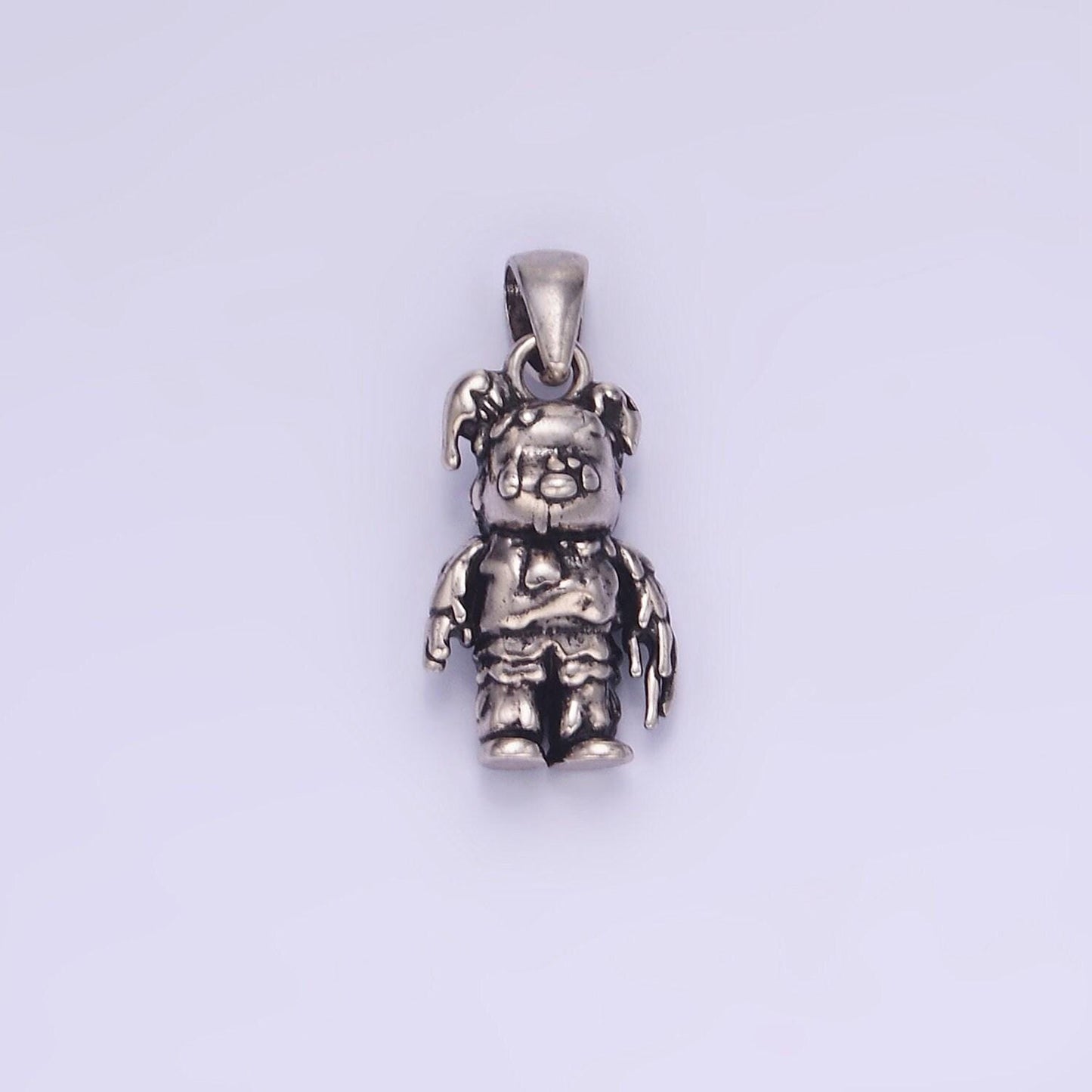 Gold teddy bear animal add-on charm in gold & silver | aa1246