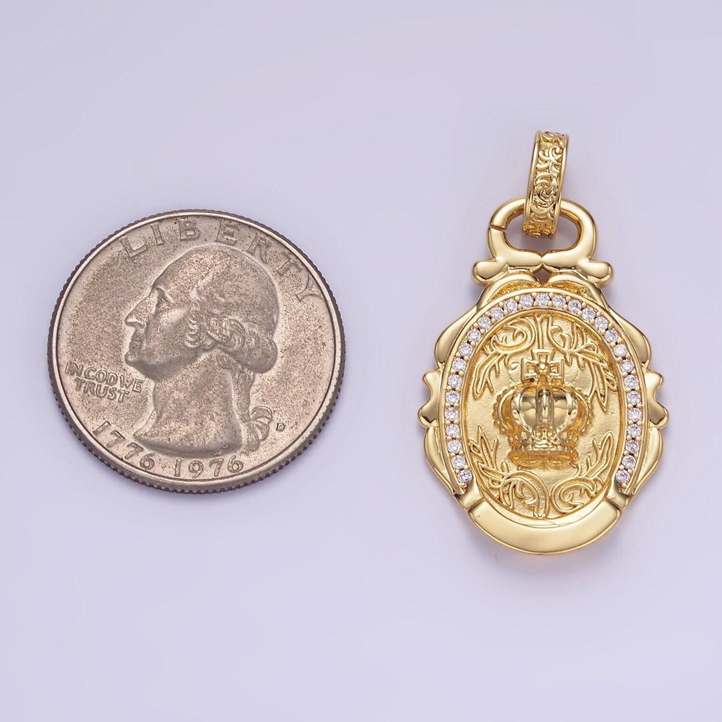 14k gold filled royal crown micro paved cz artisan rhondelle bail | aa-1245