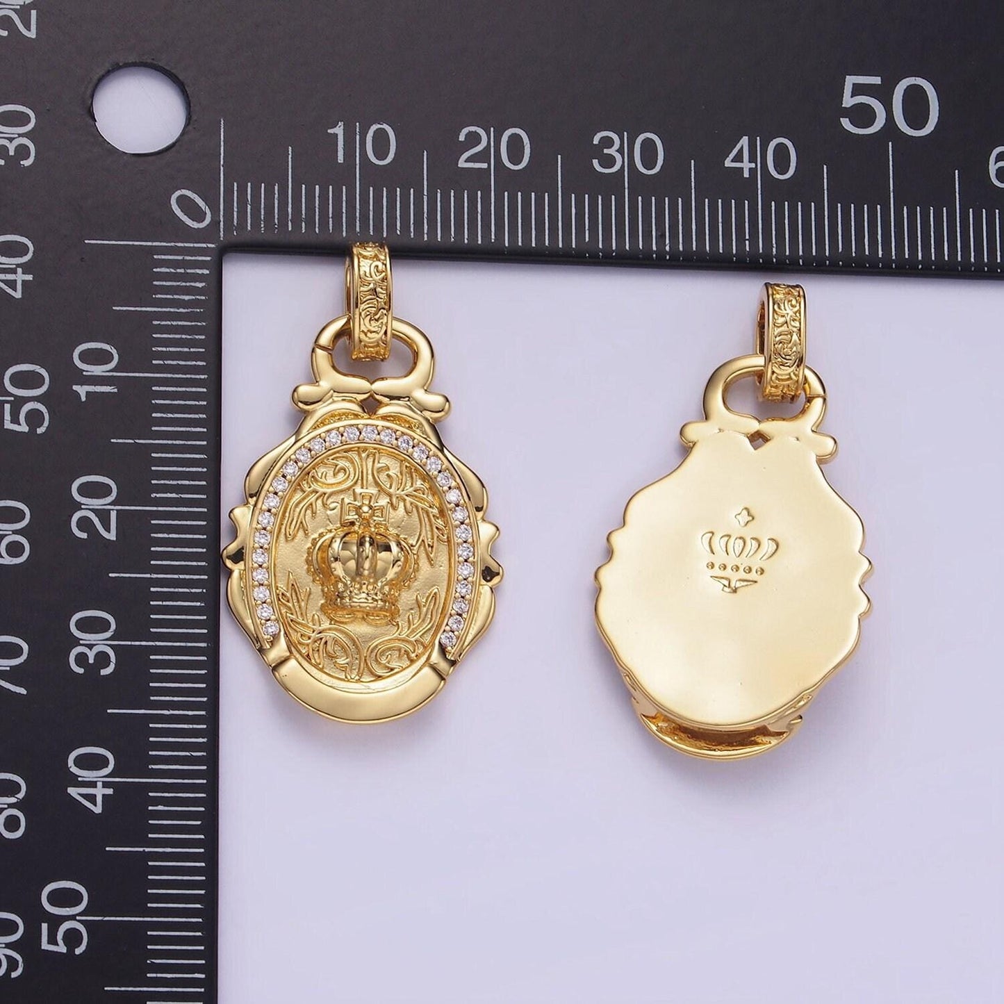 14k gold filled royal crown micro paved cz artisan rhondelle bail | aa-1245