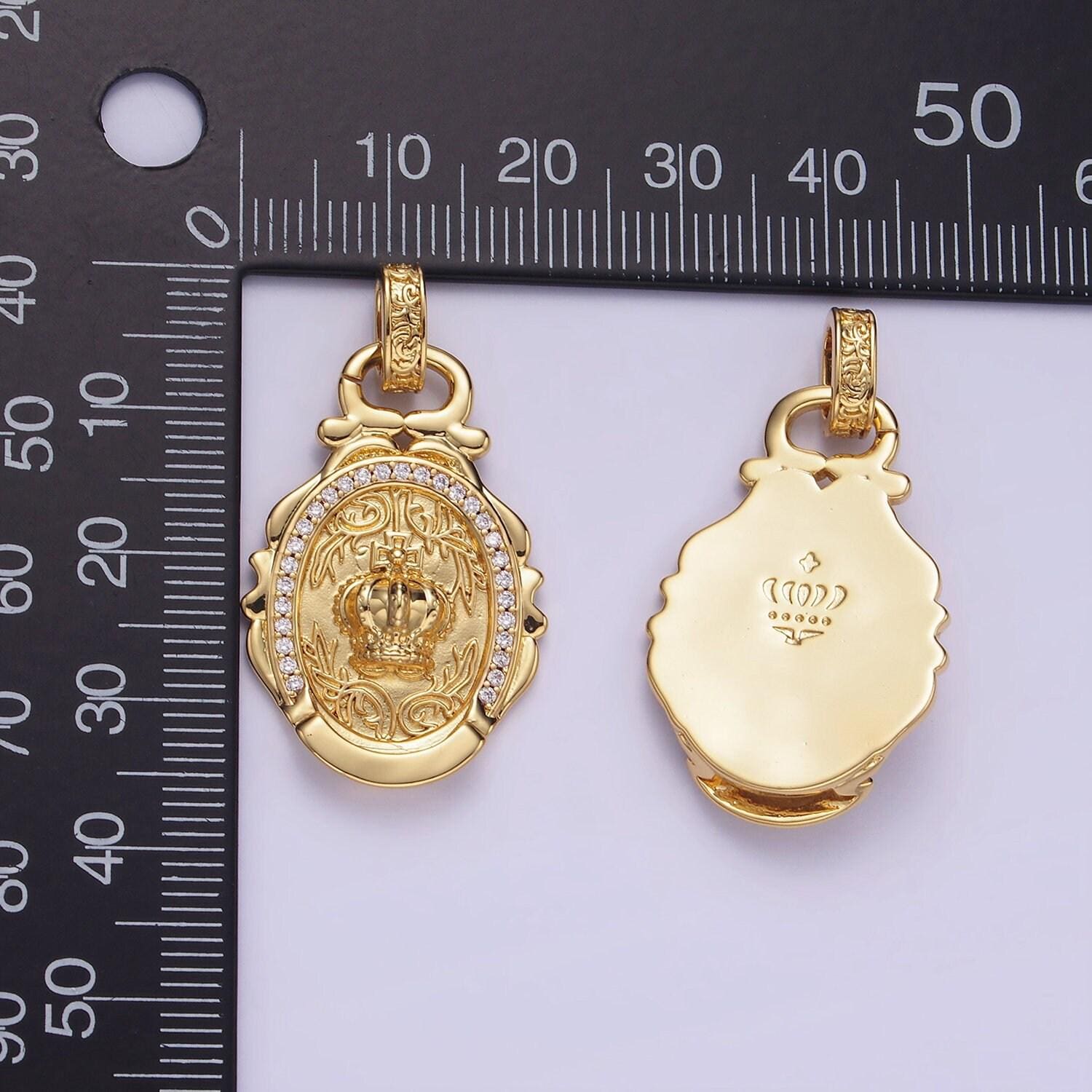 14k gold filled royal crown micro paved cz artisan rhondelle bail | aa-1245