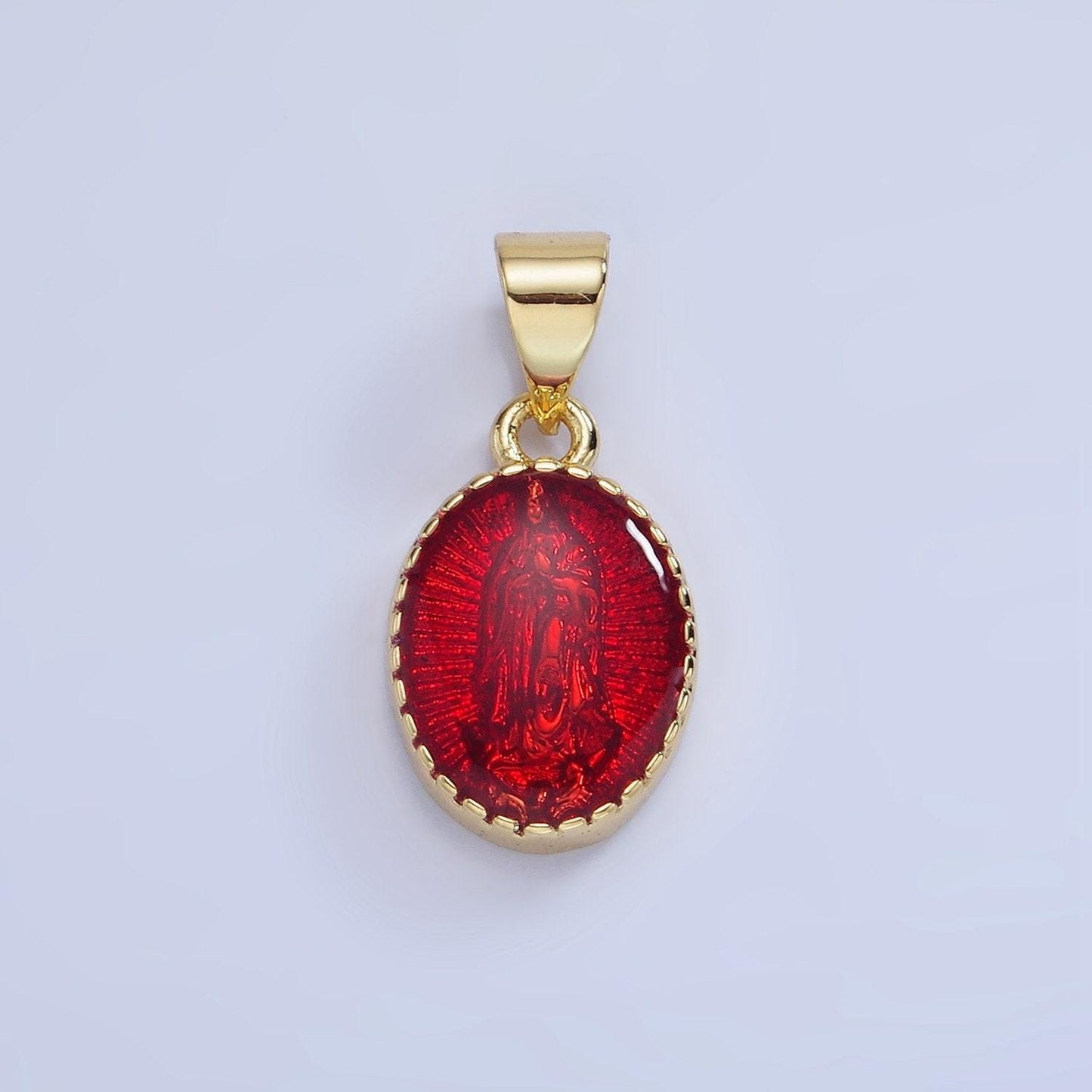 14k gold filled our lady of guadalupe charm virgin mary color resin pendant catholic bijoux oval religious charm | aa1239