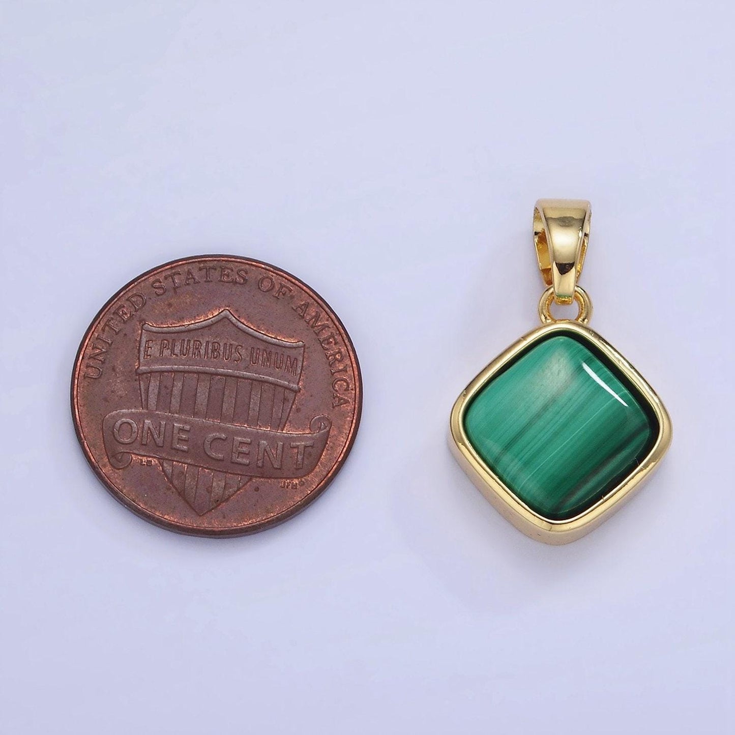 Dainty green malachite pendant necklace statement green gemstone charm for minimalist jewelry making supply aa1238