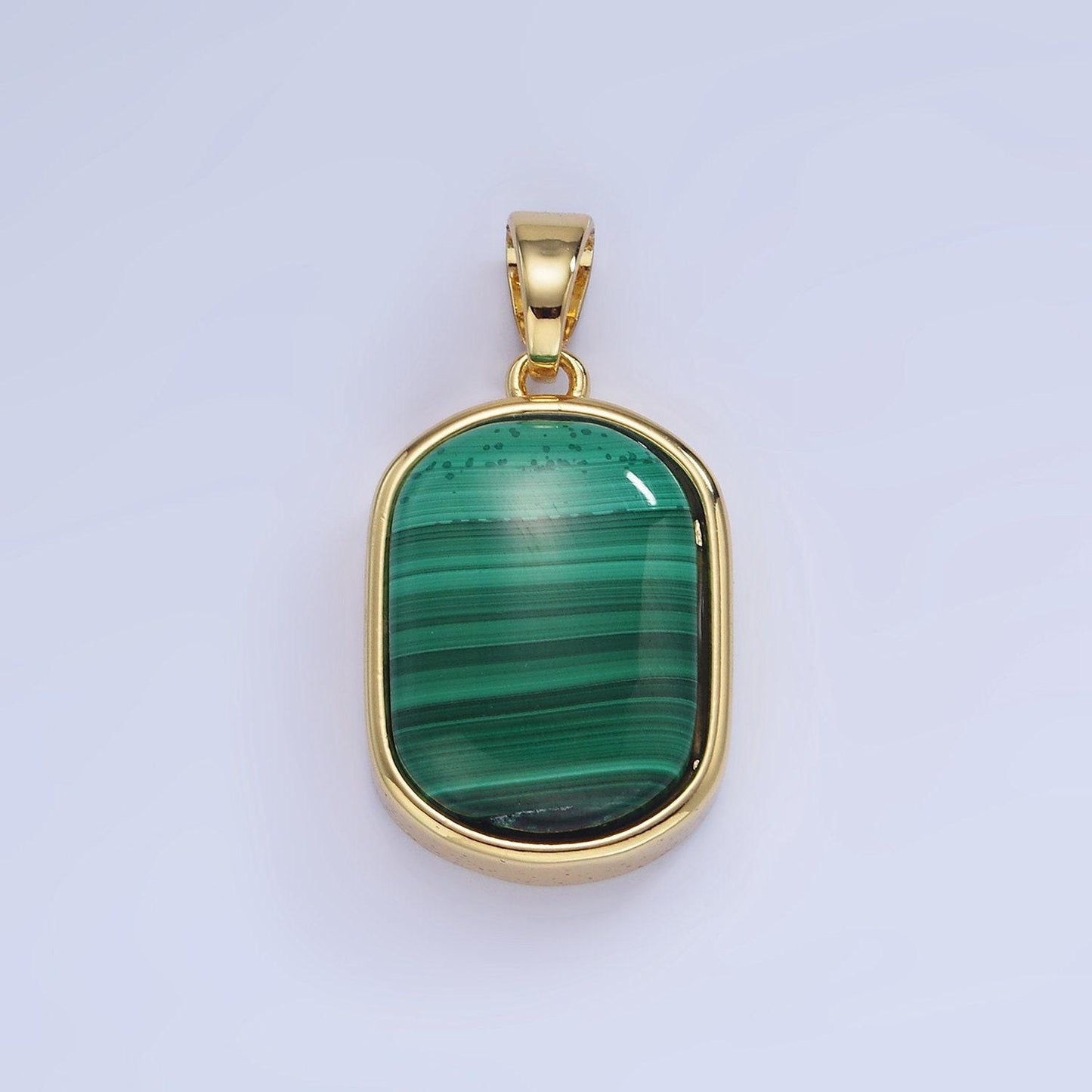 14k gold filled 29mm green malachite oval tag bezel charm | aa1237