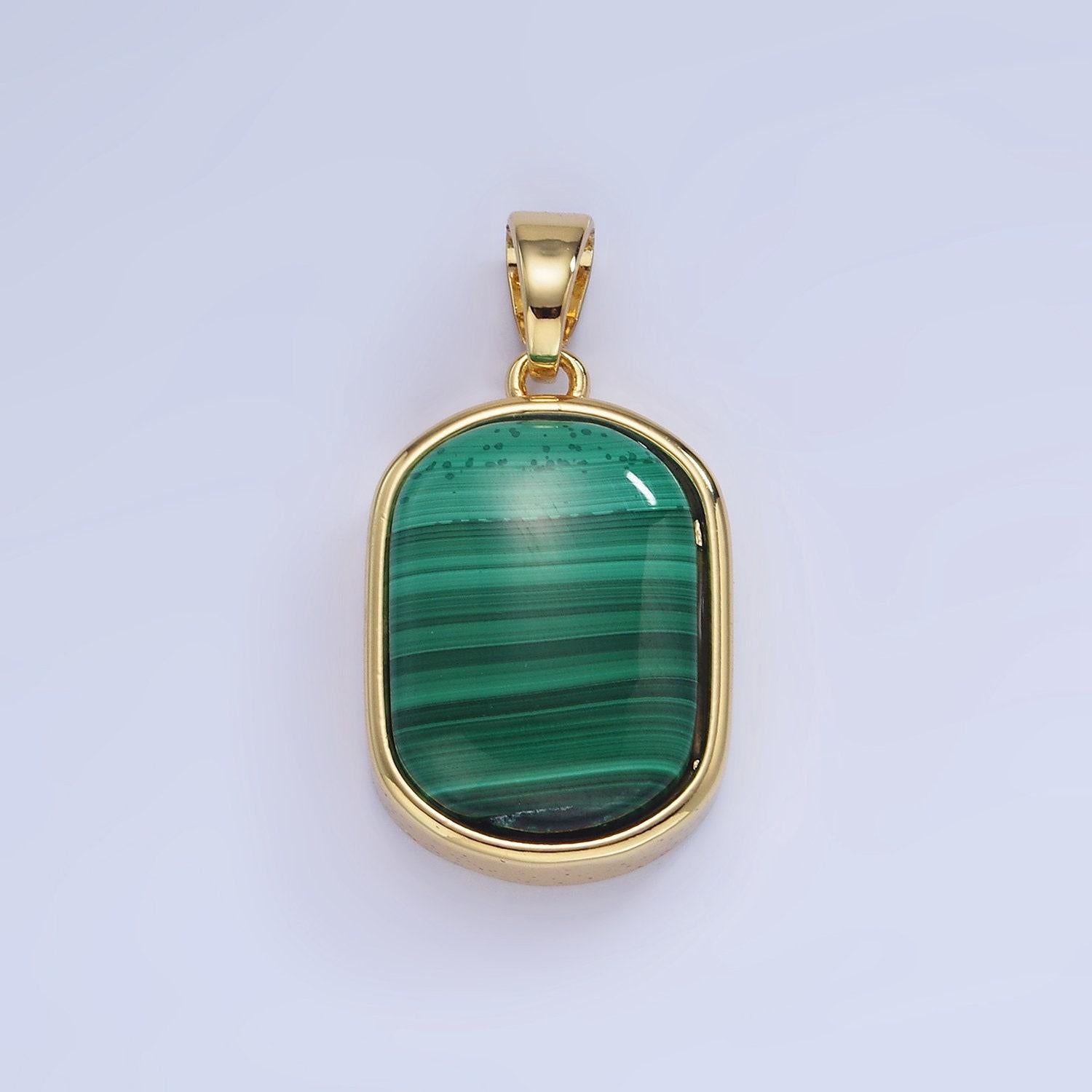 14k gold filled 29mm green malachite oval tag bezel charm | aa1237