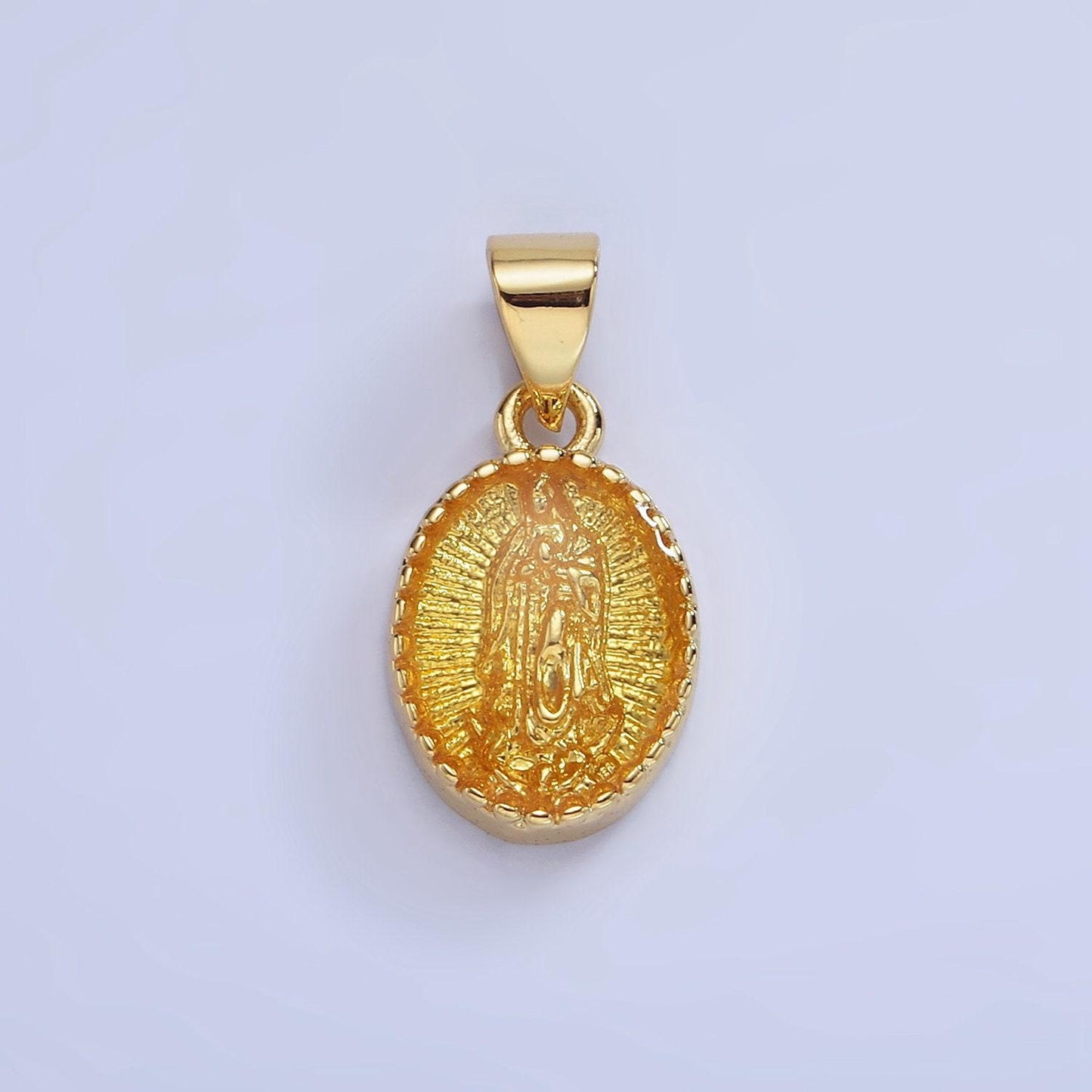 14k gold filled our lady of guadalupe charm virgin mary color resin pendant catholic bijoux oval religious charm | aa1239