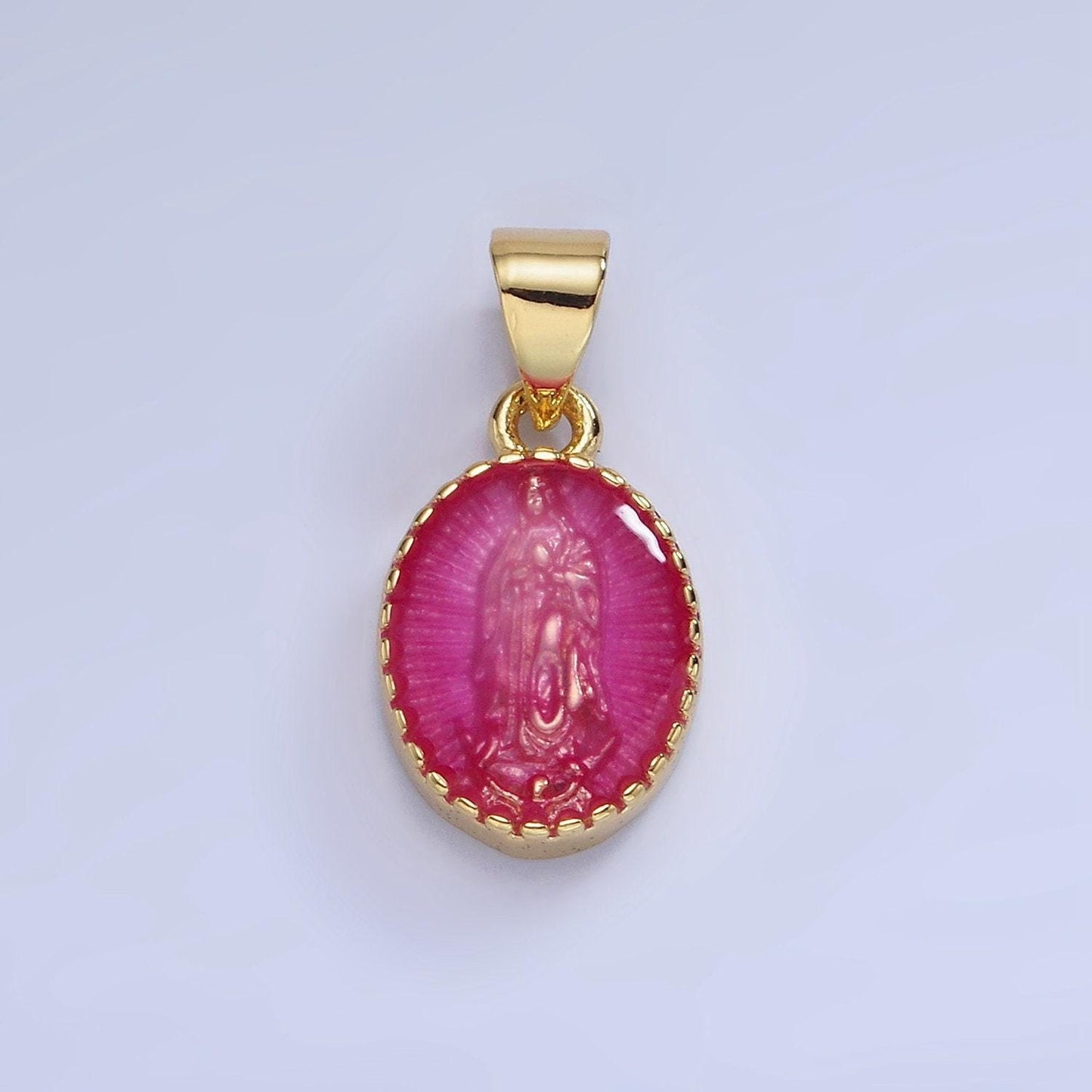 14k gold filled our lady of guadalupe charm virgin mary color resin pendant catholic bijoux oval religious charm | aa1239