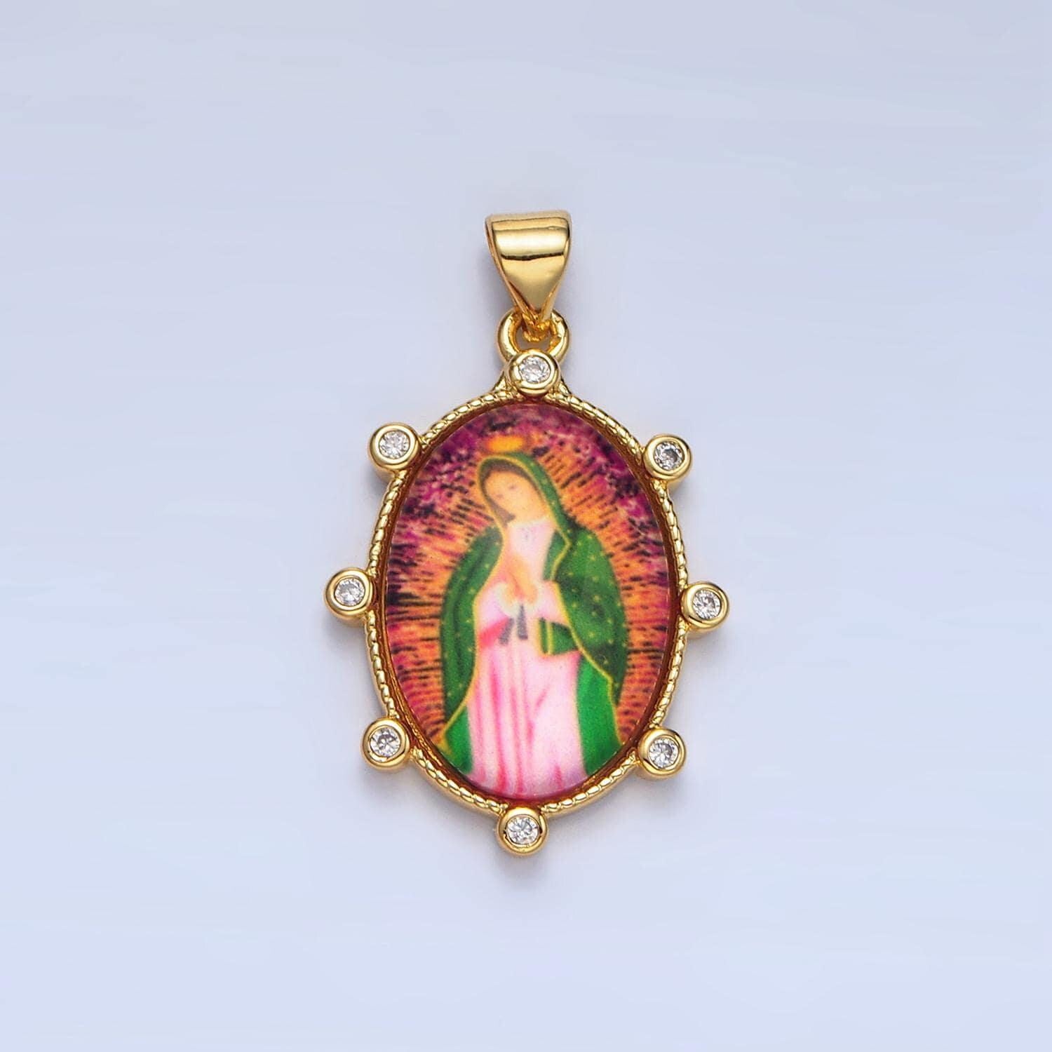 Dainty gold filled catholic medals virgin mary pendant our lady of guadalupe picture for necklace pendant medallion religious charm aa123