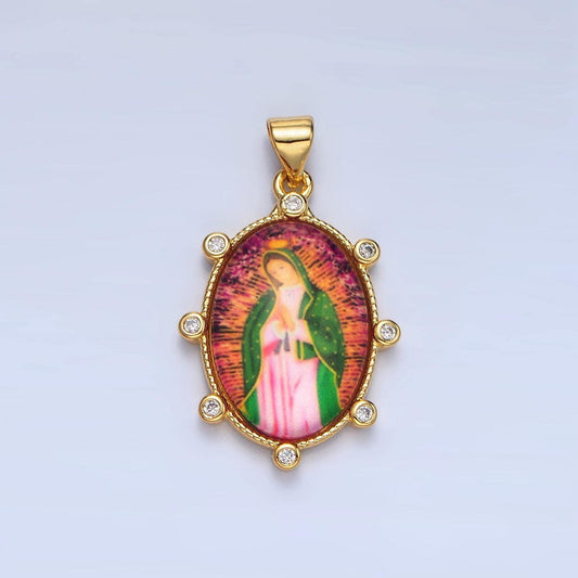 Dainty gold filled catholic medals virgin mary pendant our lady of guadalupe picture for necklace pendant medallion religious charm aa123