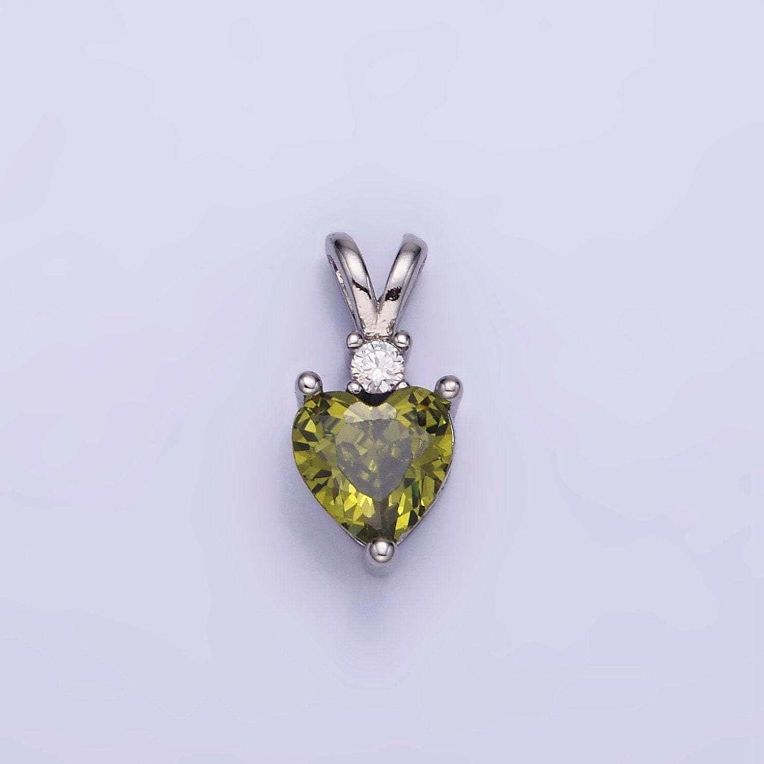 14k gold filled cz heart birthstone double bail pendant in gold & silver | aa-1219 - aa-1230