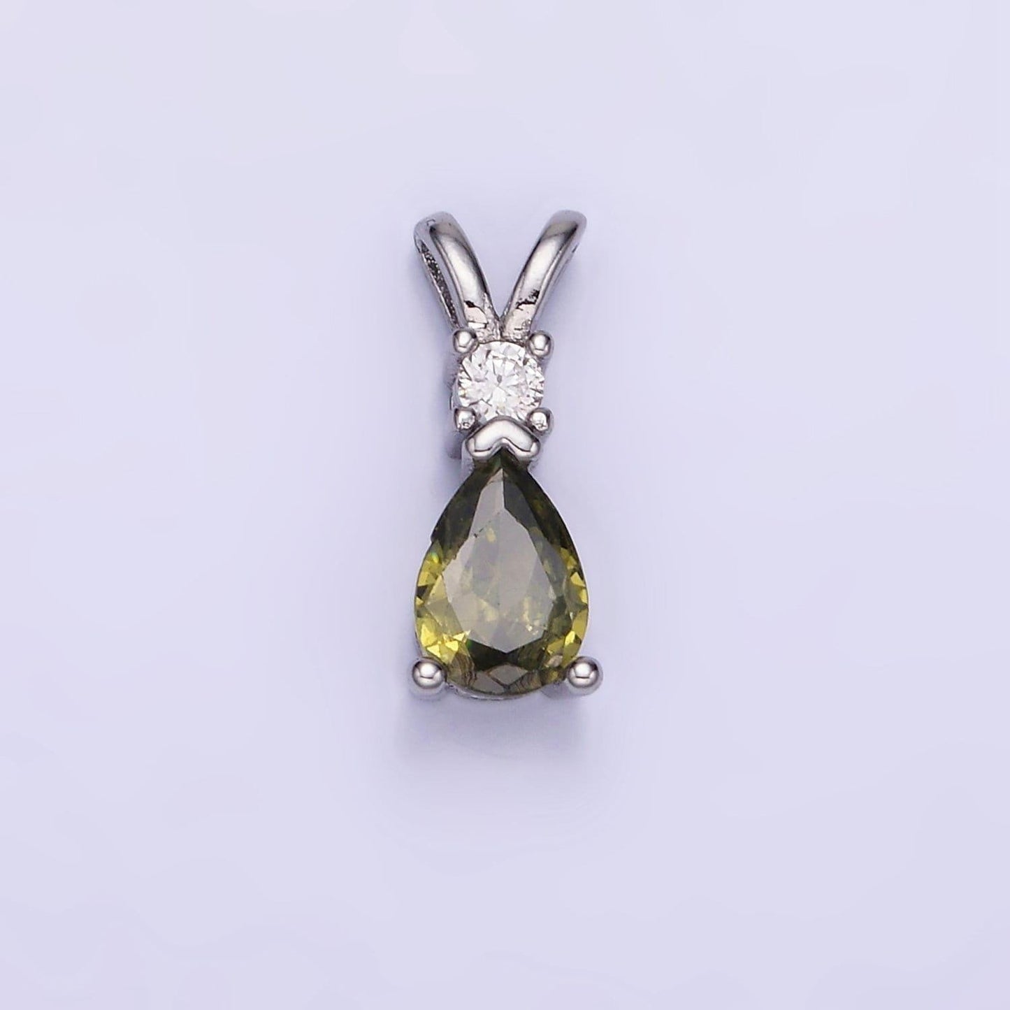 14k gold filled cz teardrop birthstone double bail pendant in gold & silver | aa1207 - aa1218