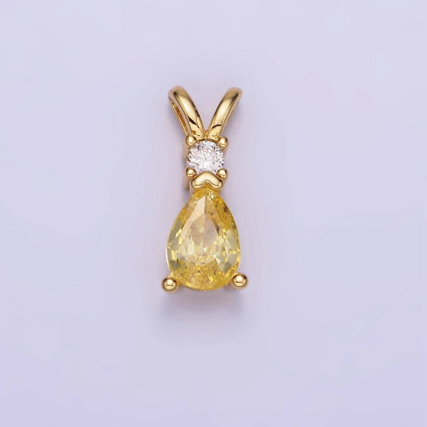 14k gold filled cz teardrop birthstone double bail pendant in gold & silver | aa1207 - aa1218