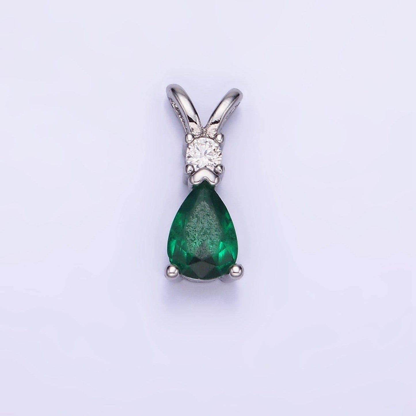 14k gold filled cz teardrop birthstone double bail pendant in gold & silver | aa1207 - aa1218