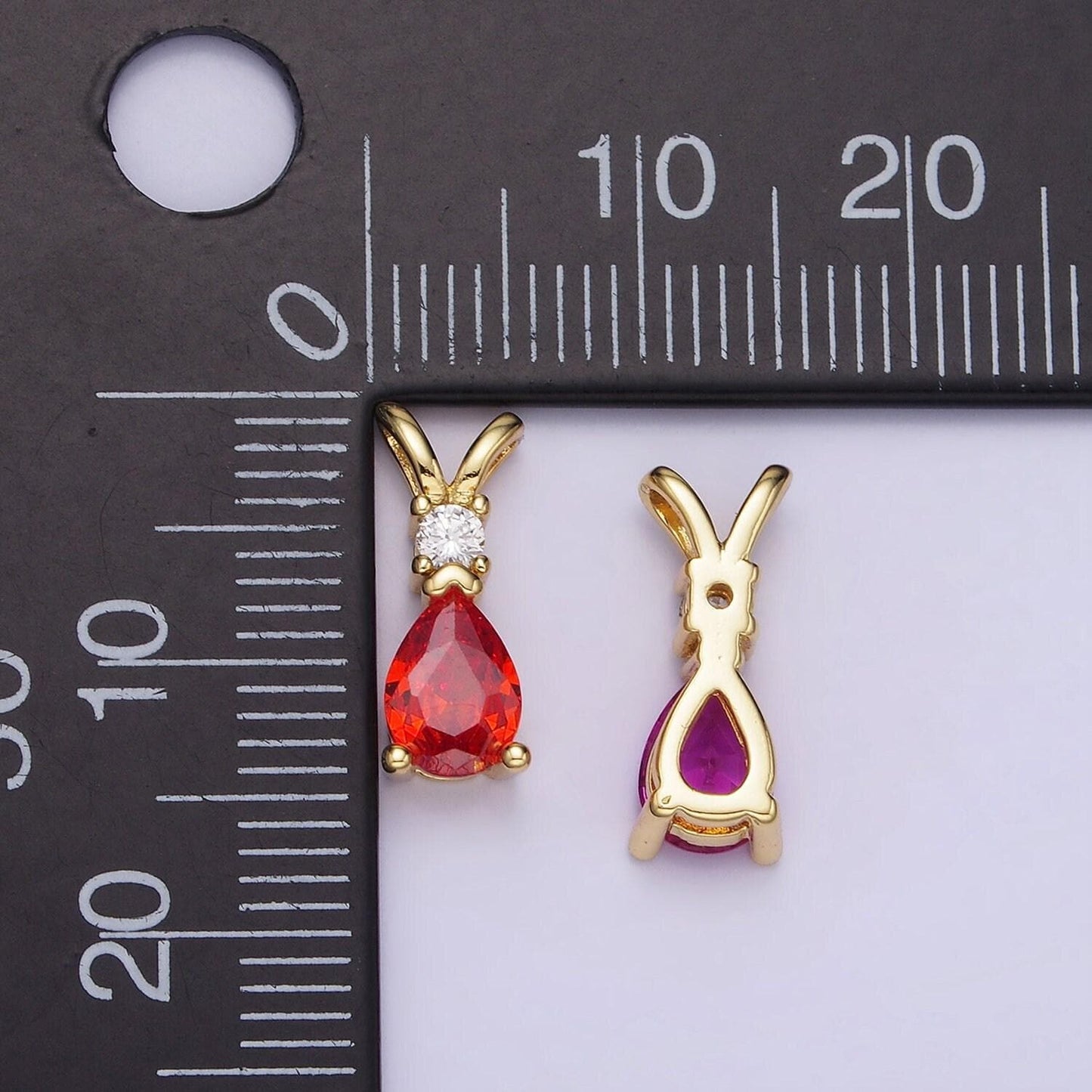 14k gold filled cz teardrop birthstone double bail pendant in gold & silver | aa1207 - aa1218