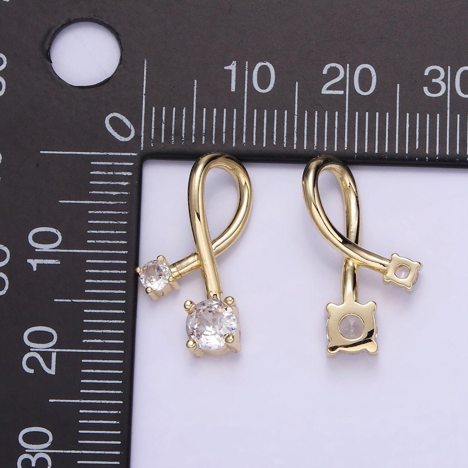 14k gold filled double cz twirl band charm | aa-1202