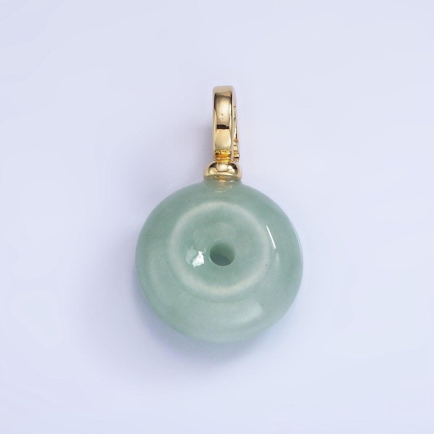 14k gold filled 25mm green jade donut with open bail pendant for necklace | aa-1200