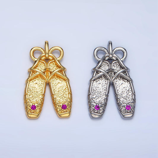 Dainty ballerina shoes dangle charm minimalist jewelry making gift for ballet girls pendant aa118