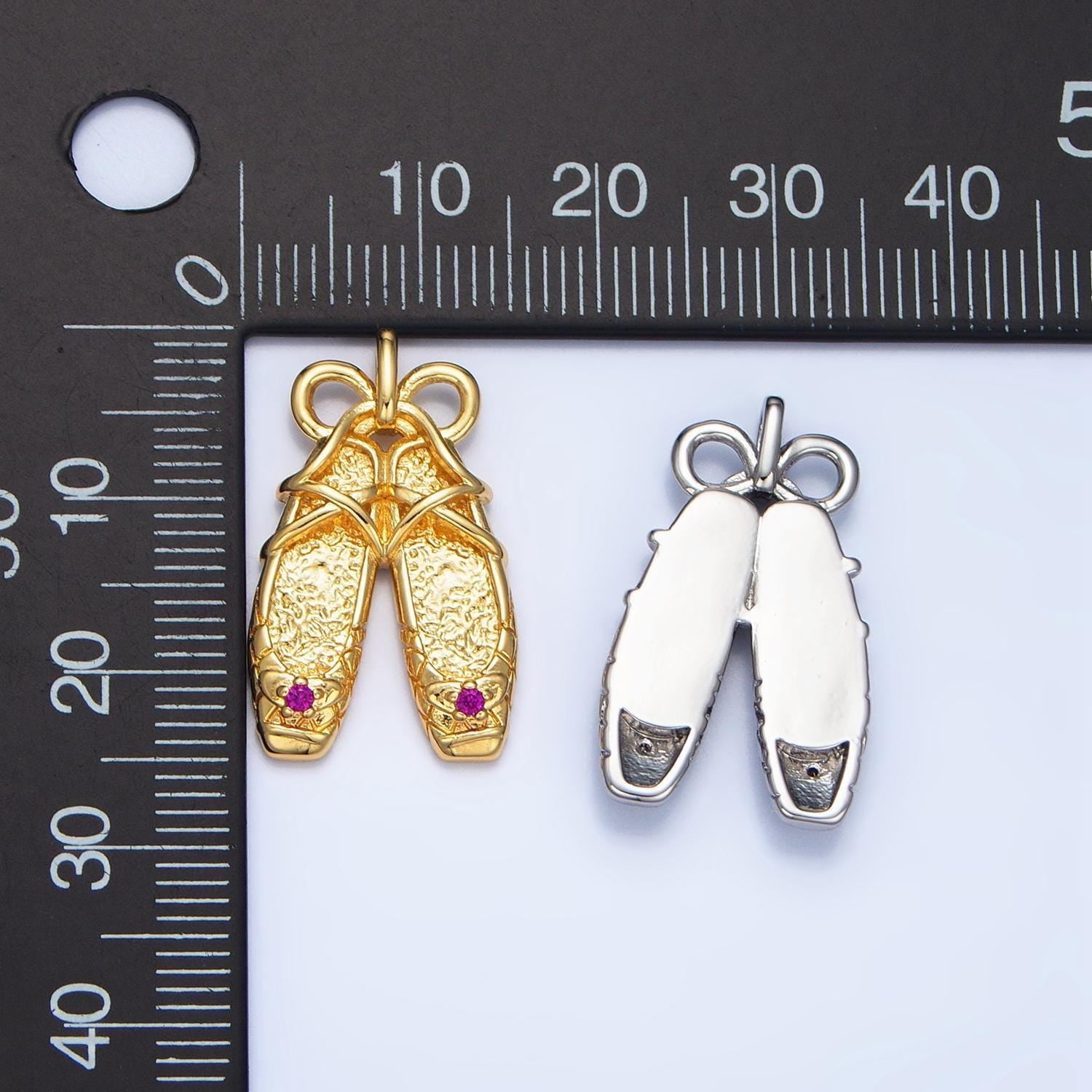 Dainty ballerina shoes dangle charm minimalist jewelry making gift for ballet girls pendant aa118